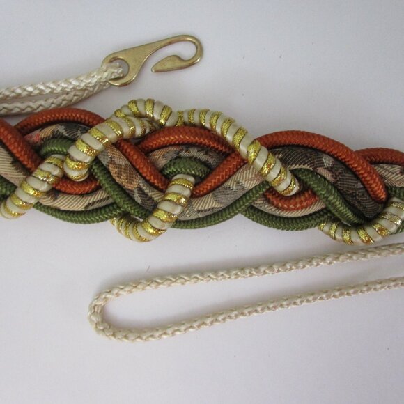 Vintage 1980s Macrame Braided Belts Gold Twisted Taiwan - Picture 5 of 9